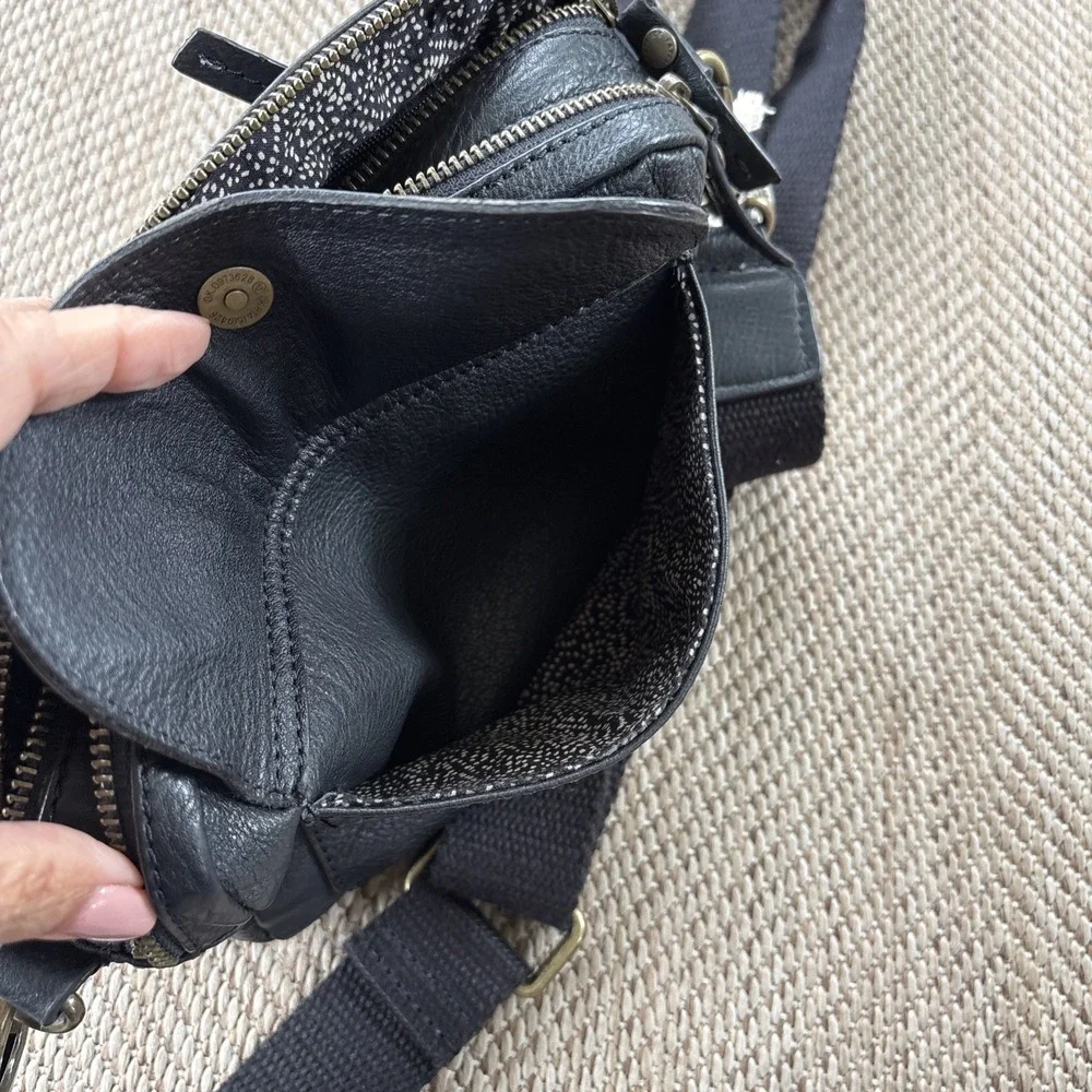 Fat Face Womens Black Genuine Leather Crossbody Bag Purse Classic - Picture 8 of 14